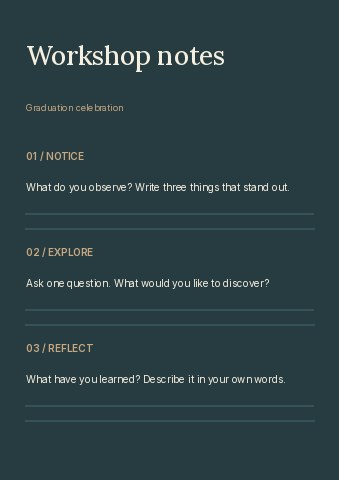 Graduation celebration worksheet template