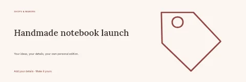 Handmade notebook launch banner template