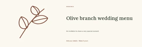 Olive branch wedding menu banner template