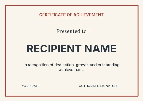 Typography workshop certificate template