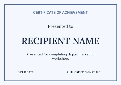 Digital marketing workshop certificate template