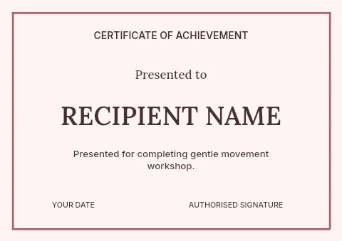 Gentle movement workshop certificate template certificate template