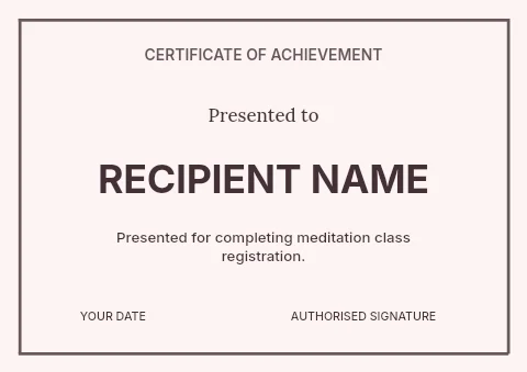 Meditation class registration certificate template certificate template