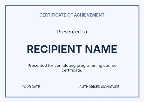 Programming course certificate template