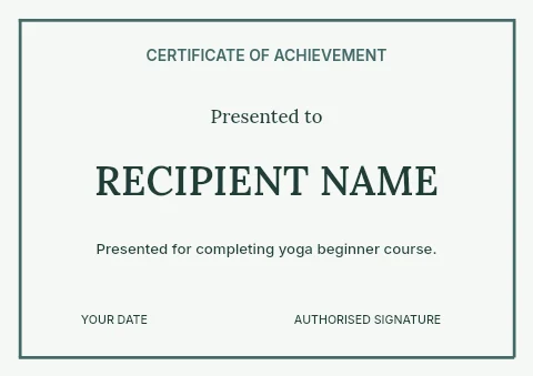 Yoga beginner course certificate template