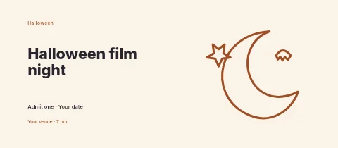 Halloween film night event ticket template