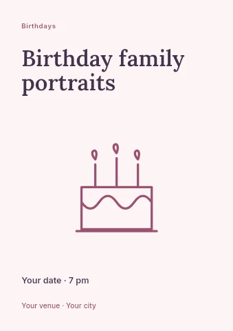 Birthday family portraits flyer template