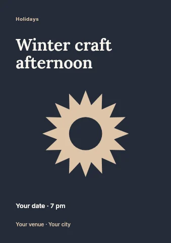 Winter craft afternoon flyer template