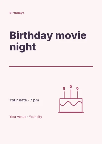 Birthday movie night flyer template
