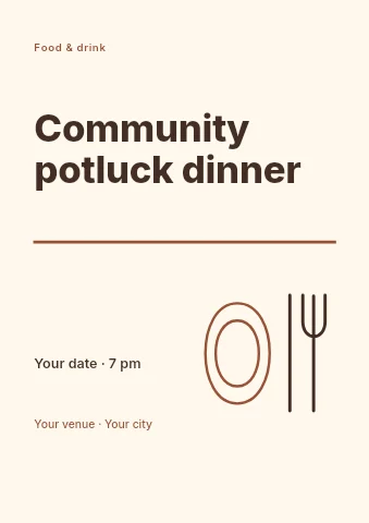 Community potluck dinner flyer template