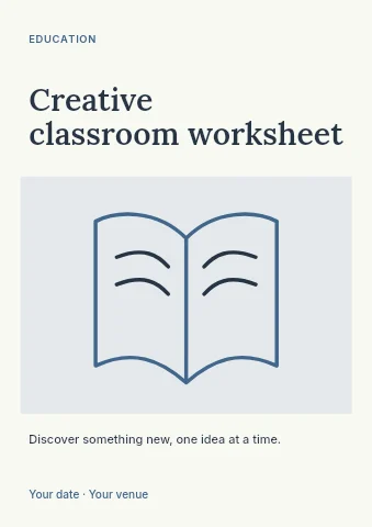 Creative classroom worksheet flyer template