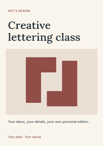 Creative lettering class flyer template