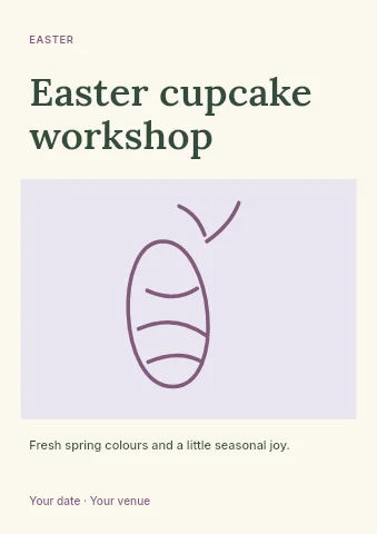 Easter cupcake workshop flyer template