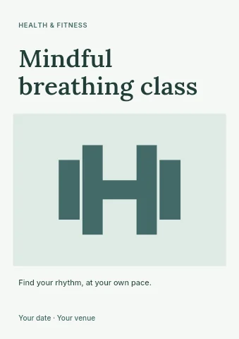 Mindful breathing class flyer template