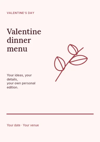 Valentine dinner menu flyer template