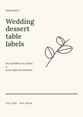 Wedding dessert table labels flyer template