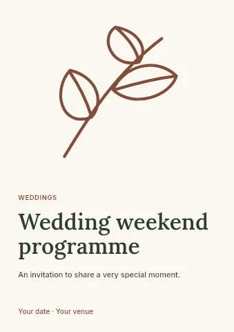 Wedding weekend programme flyer template
