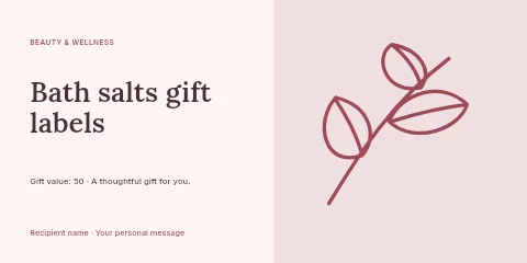 Bath salts gift labels gift voucher template