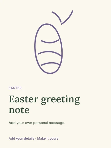 Easter greeting note greeting card template