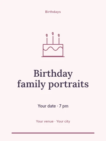 Birthday family portraits invitation template