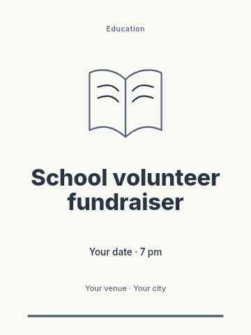 School volunteer fundraiser invitation template