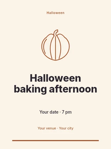 Halloween baking afternoon invitation template