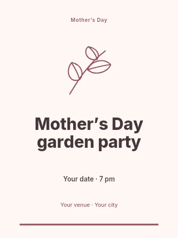 Mother’s Day garden party invitation template