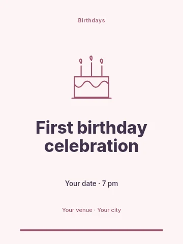 First birthday celebration invitation template