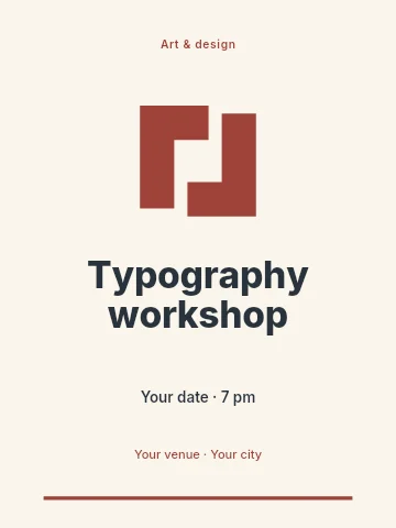 Typography workshop invitation template
