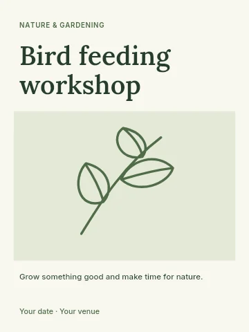 Bird feeding workshop invitation template