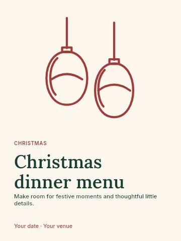 Christmas dinner menu invitation template
