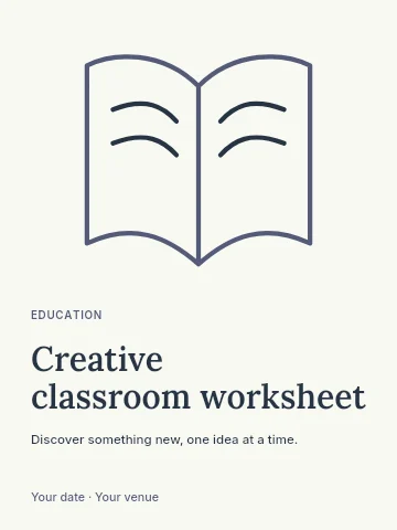 Creative classroom worksheet invitation template