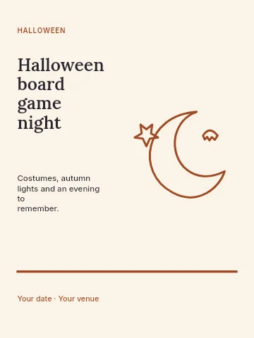 Halloween board game night invitation template