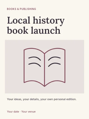 Local history book launch invitation template