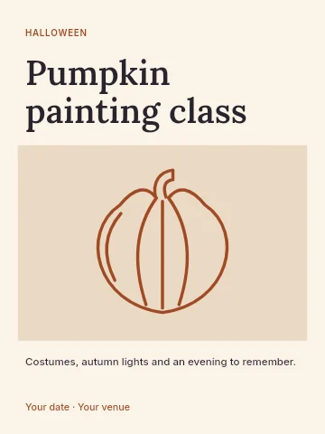 Pumpkin painting class invitation template