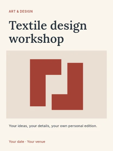 Textile design workshop invitation template
