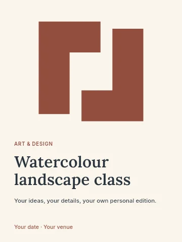 Watercolour landscape class invitation template