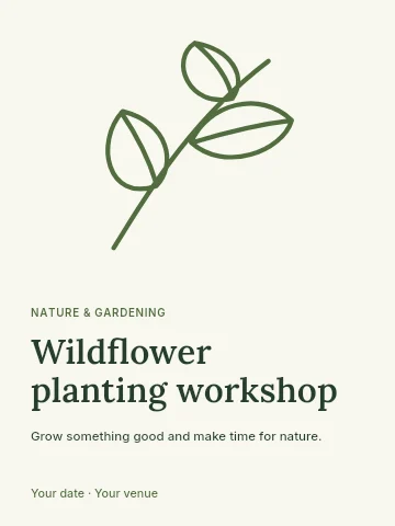 Wildflower planting workshop invitation template
