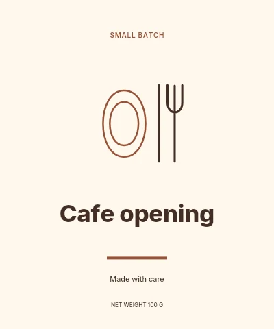 Cafe opening label template