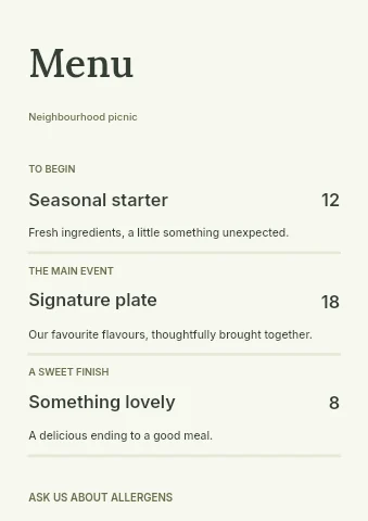 Neighbourhood picnic menu template