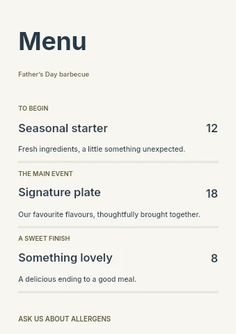Father’s Day barbecue menu template