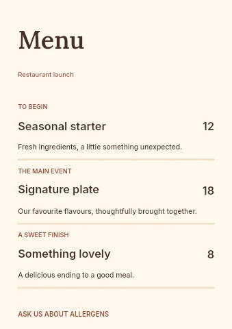 Restaurant launch menu template