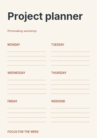 Printmaking workshop planner template
