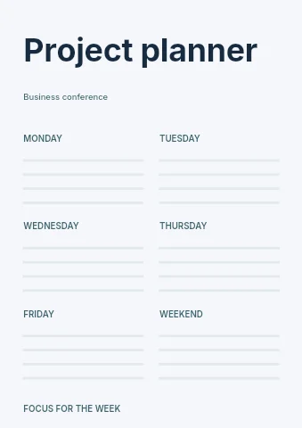 Business conference planner template