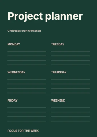 Christmas craft workshop planner template