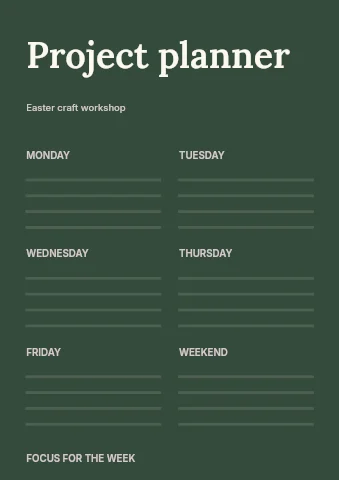 Easter craft workshop planner template