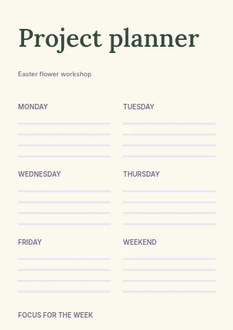 Easter flower workshop planner template