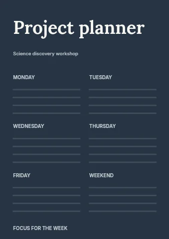 Science discovery workshop planner template