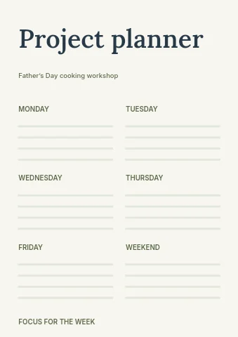 Father’s Day cooking workshop planner template