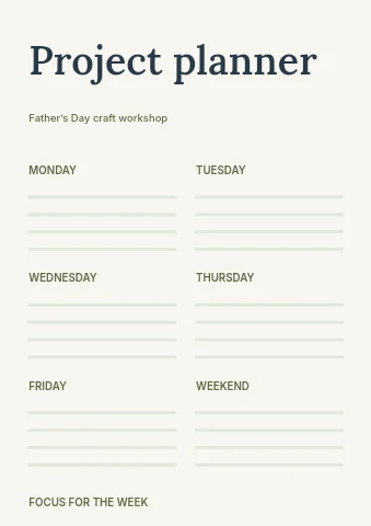 Father’s Day craft workshop planner template